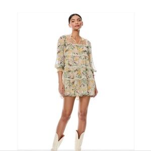 ALICE + OLIVIA Marcie Floral Long Sleeve Mini dress In Multi-colour S